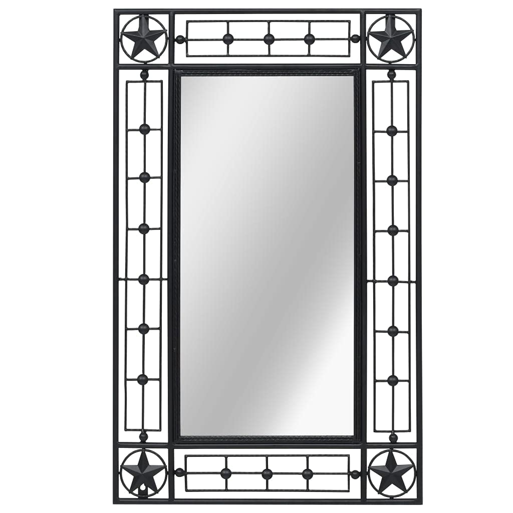 vidaXL Wall Mirror Sunburst 31.4&quot; in Black - Antique-Look Bathroom/Dressing Room Decor - Durable Powder-Coated Steel Frame - Vertically & Horizontally Mountable