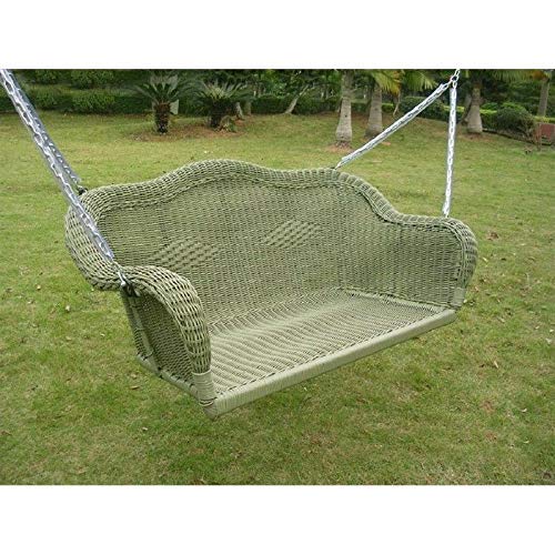 International Caravan Resin Wicker Hanging Loveseat Swing
