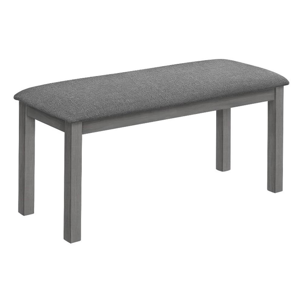 Monarch Specialties I 1433 Bench, 42' Rectangular, Wood, Upholstered, Dining Room, Kitchen, Entryway, Grey, Transitional