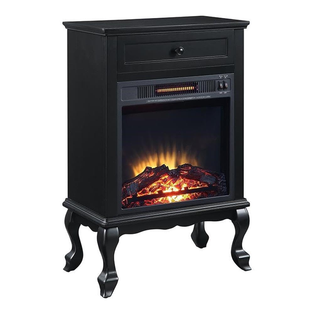 Acme Eirene Wooden 1-Drawer Fireplace In Black