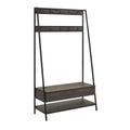 Crosley Furniture Jacobsen Hall Tree with Storage Bench, Shoe Shelf, and Coat Rack Hooks for Hanging, Brown Ash