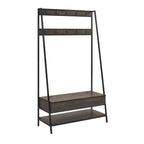 Crosley Furniture Jacobsen Hall Tree with Storage Bench, Shoe Shelf, and Coat Rack Hooks for Hanging, Brown Ash