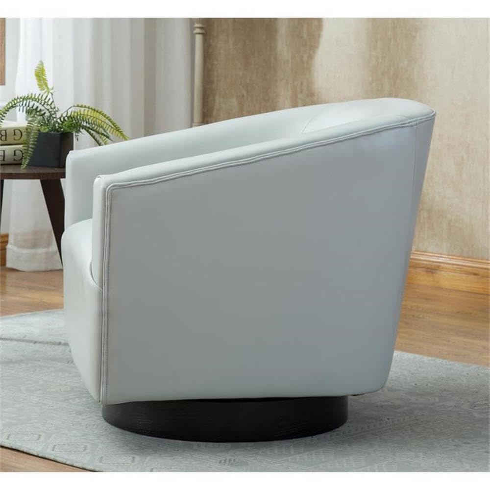 Comfort Pointe Gaven Dove Gray Faux Leather Wood Base Swivel Accent Chair