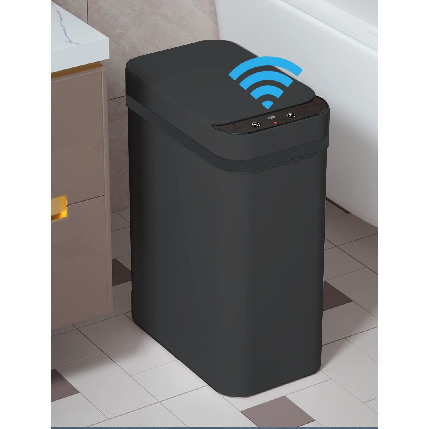 Yatmung Touchless Bathroom Trash Can - 2.5 Gallon Smart Trash Can Sensor Motion - Skinny Trash Bin with Lid - Electric, Narrow, 