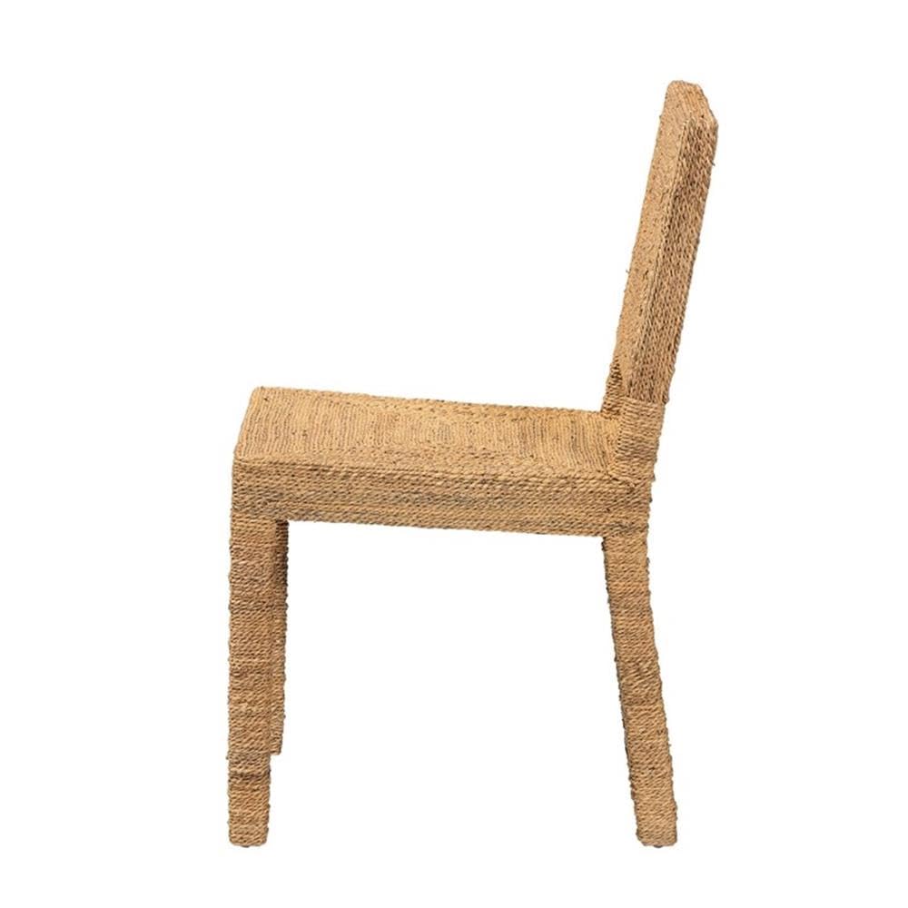 bali & pari Anfield Bohemian Natural Seagrass and Mahogany Wood Dining Chair