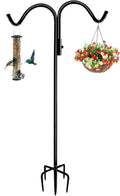 Tuohours 92 Inch Double Shepherd Hook Stand For Outdoor Birdfeeder, Adjustable Two Sided Garden Bird Feeder Pole Holder For Bird