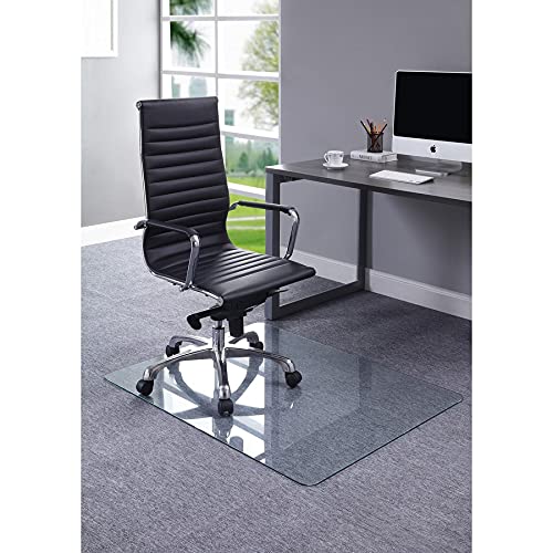 Lorell Tempered Glass Chairmat, 46" Width x 36" Depth x 0.25" Thickness, Clear, 1 Each