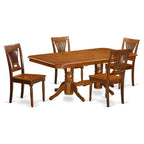East West Furniture NAPL5-SBR-W 5 Piece Dining Table Set for 4 Includes a Rectangle Kitchen Table with Butterfly Leaf and 4 Dinette Chairs, 40x78 Inch, Saddle Brown