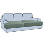 H.Versailtex Stretch 2 Piece T Cushion Sofa Slipcovers Individually Sofa Cushion Covers For 2 Cushion Couch Sofa Seat Cushion Covers With Elastic Bands Featuring Thicker Jacquard Fabric, Sage