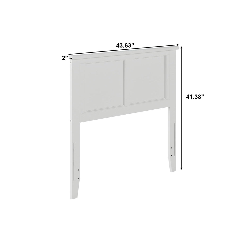 AFI, Madison Twin Solid Wood Panel Headboard with Attachable Charger, White
