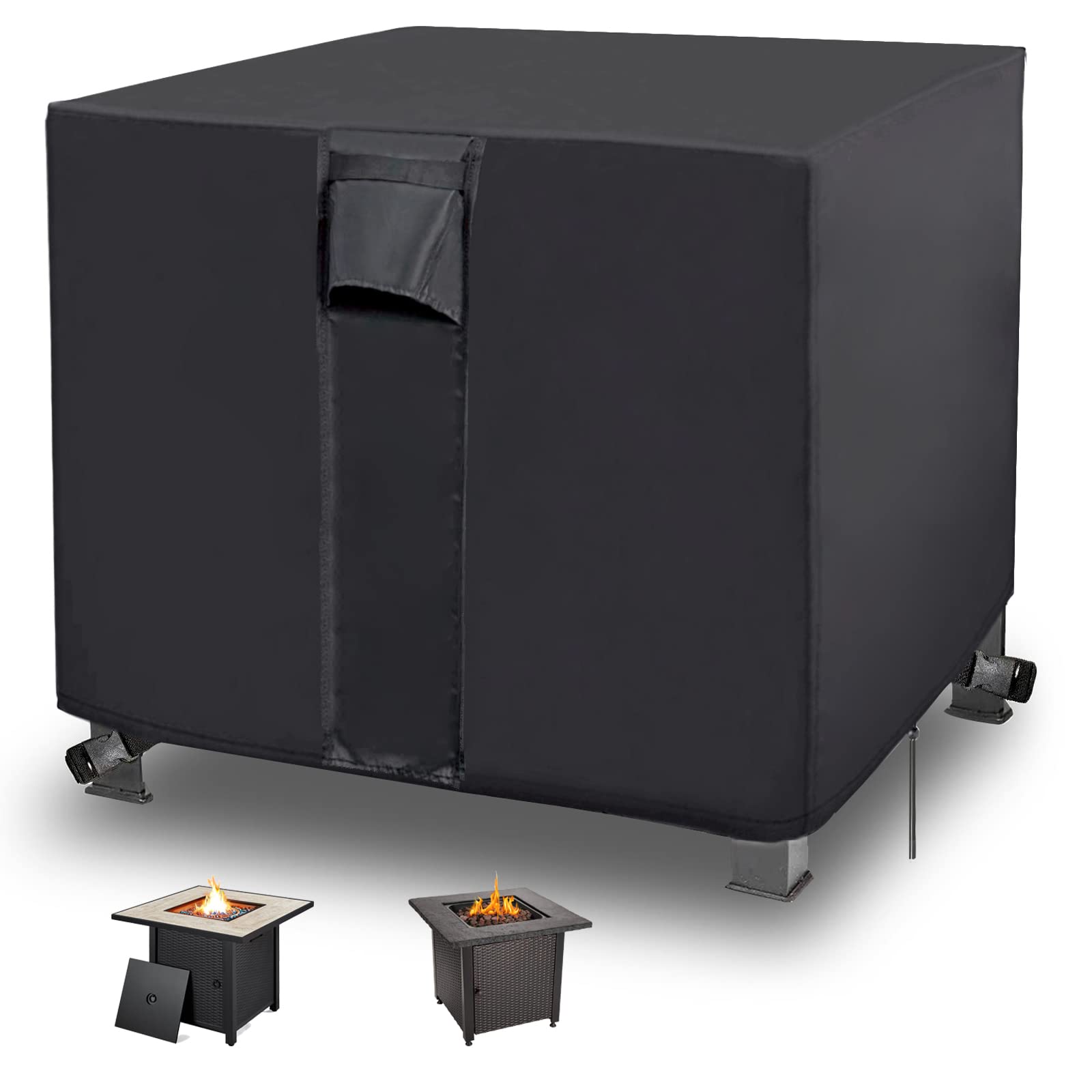 Yuz Fire Pit Table Cover Square 30 X 30 X 25 Inch, Waterproof Fire Table Cover Square Anti-Uv Heavy Duty Patio Gas Firepit Furni