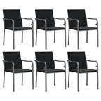 vidaXL 5 Piece Patio Dining Set - Black, Comfortable Armrest Chairs with Steel Frame, Weather-Resistant PE Rattan, Tempered Glass Tabletop, Dark Gray Fabric Cushions