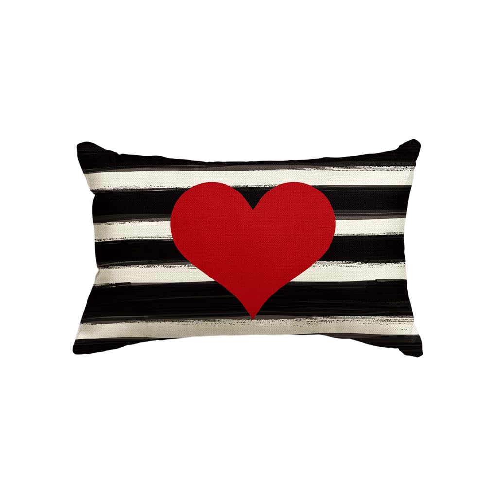 Avoin Love Heart Throw Pillow Cover, 12 X 20 Inch Holiday Valentine'S Day Mother'S Day Anniversary Wedding Cushion Case Decorati