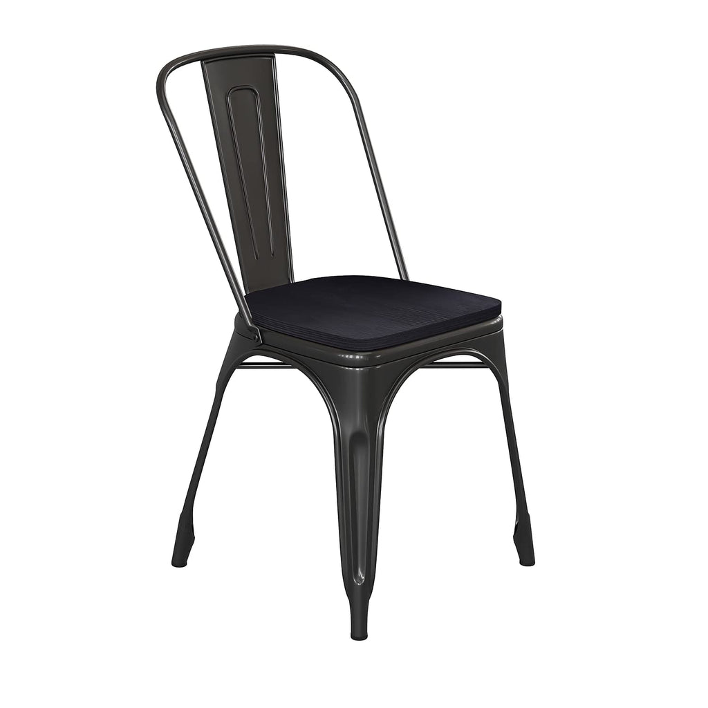 Flash Furniture Perry Indoor/Outdoor Commercial Stackable Chair With Polystyrene Seat - Black Metal Frame - Black Poly Resin Seat - Rounded Seat Edges For Comfort