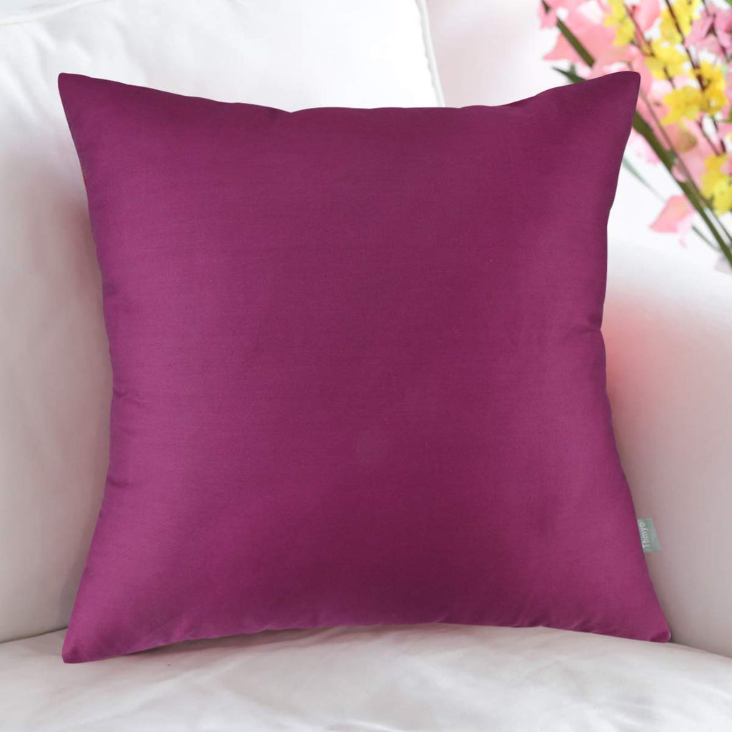 Thmyo 4-Pack 100% Cotton Comfortable Solid Decorative Throw Pillow Case, Square Cushion Cover Pillowcase Sublimation Blank Pillow Covers Diy Throw Pillowcase(20X20 Inch/ 50X50Cm,Dark Reddish Purple)