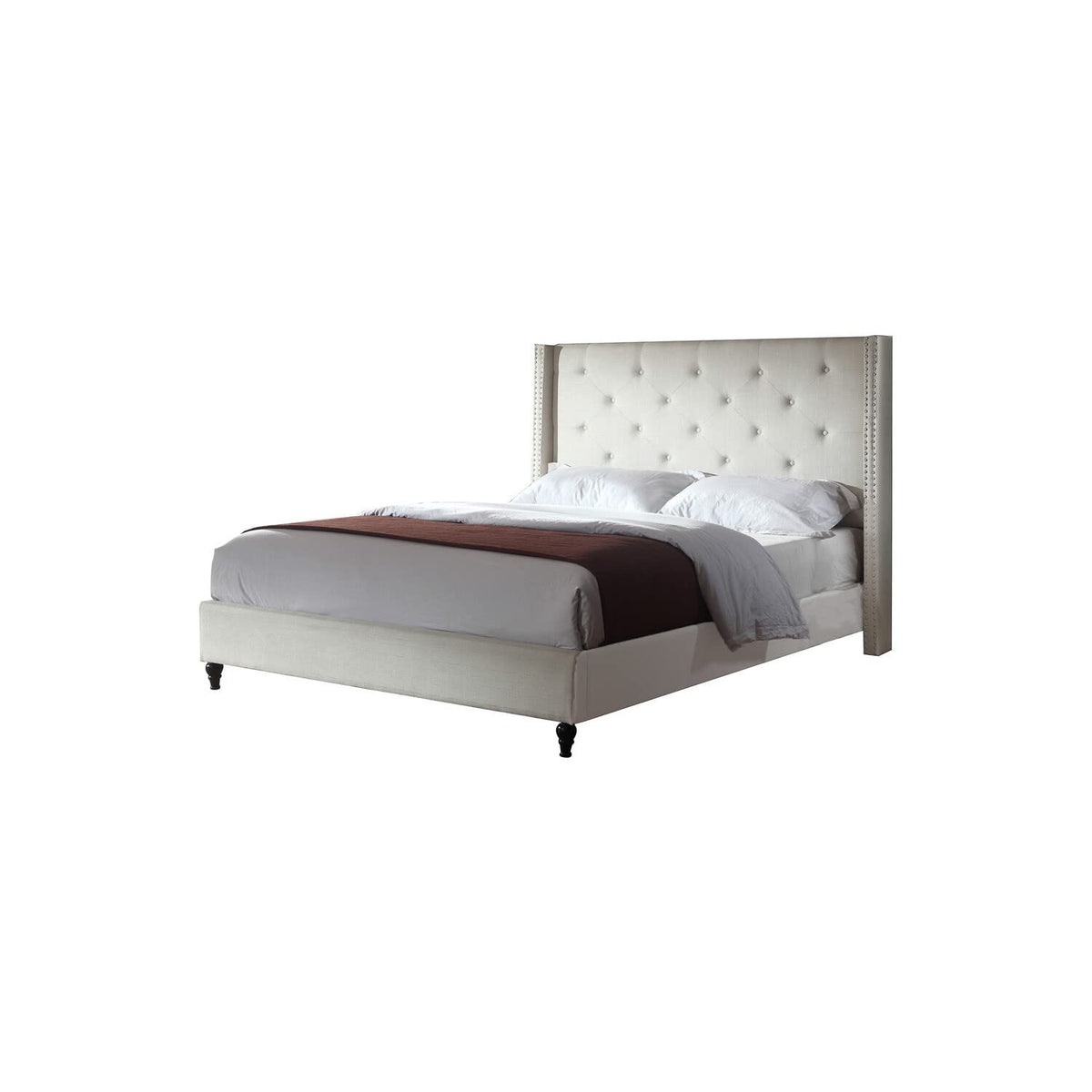 Best Master Furniture Vero Tufted Wingback Platform Bed, Cal. King Beige