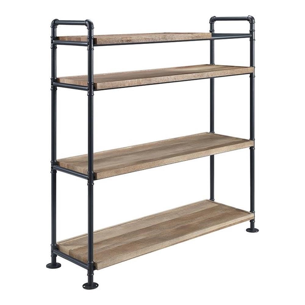 Acme Brantley Bookshelf with 4 Wooden Shelves in Oak and Sandy Black