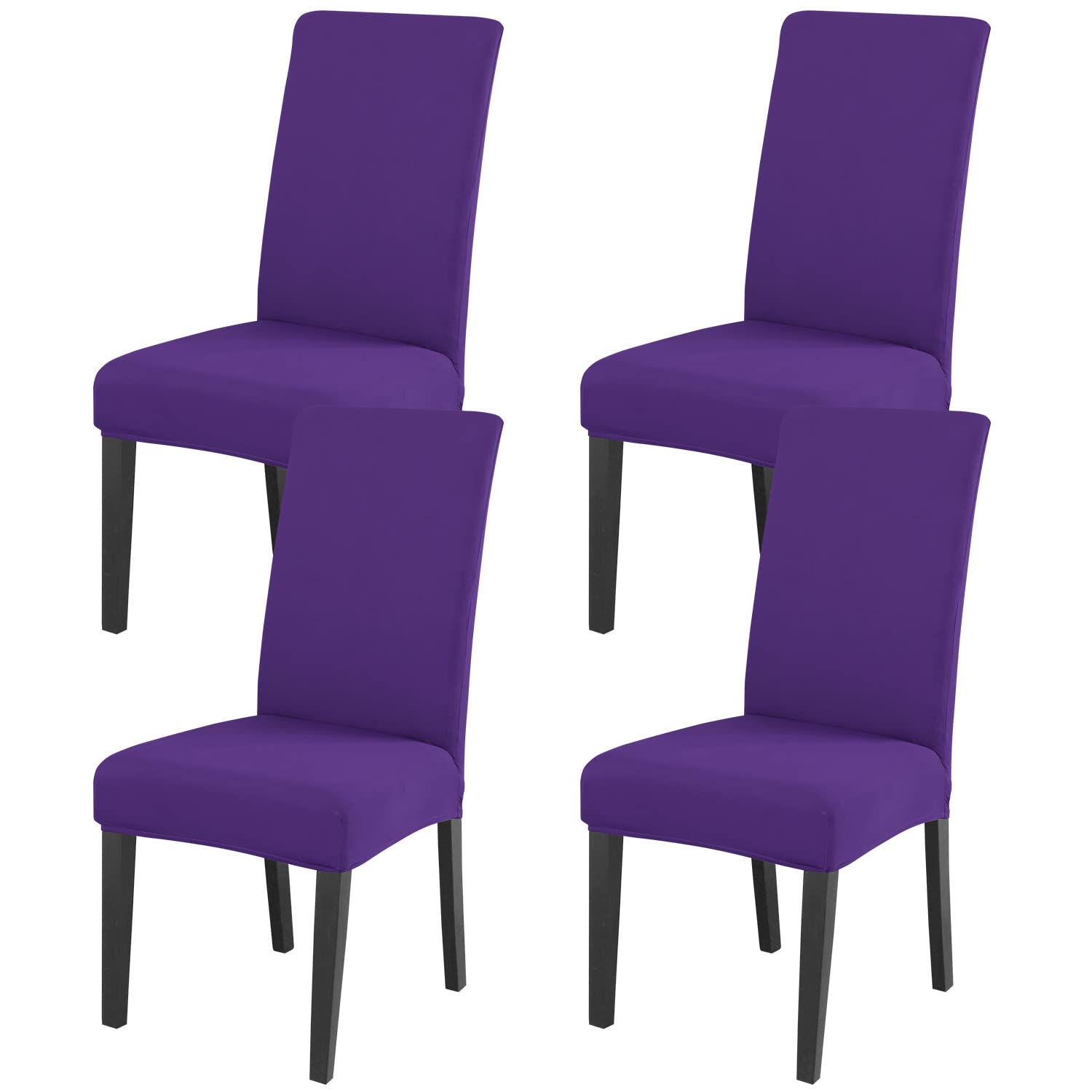 Jqinhome Dining Chair Slipcover, High Stretch Removable Washable Chair Seat Protector Cover Set Of 4,Chair Covers For Dining Room, Kitchen,Home Party,Wedding Ceremony(Purple, 4Pc)