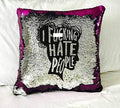 Mocofo Glitter I Fking Hate People Funny Rude Offensive Gag Gift Drunk Fidget Toy Sequin Pillow Cover Silver Sparkling Flip Merm