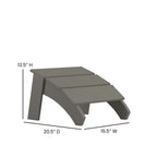 Flash Furniture Sawyer Indoor/Outdoor Commercial Grade Adirondack Ottoman - Gray All-Weather Adirondack Style Footrest