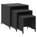 vidaXL 3 pcs Nesting Tables in Black Poly Rattan - Durable and Weather Resistant with Powder-Coated Steel Frame for Indoor and Outdoor Use