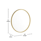 Flash Furniture Julianne Large Round Wall Mirror - Gold Circle Accent Mirror - 24' Vanity Mirror - For Bathroom, Vanity, Entryway, Dining Room, & Living Room