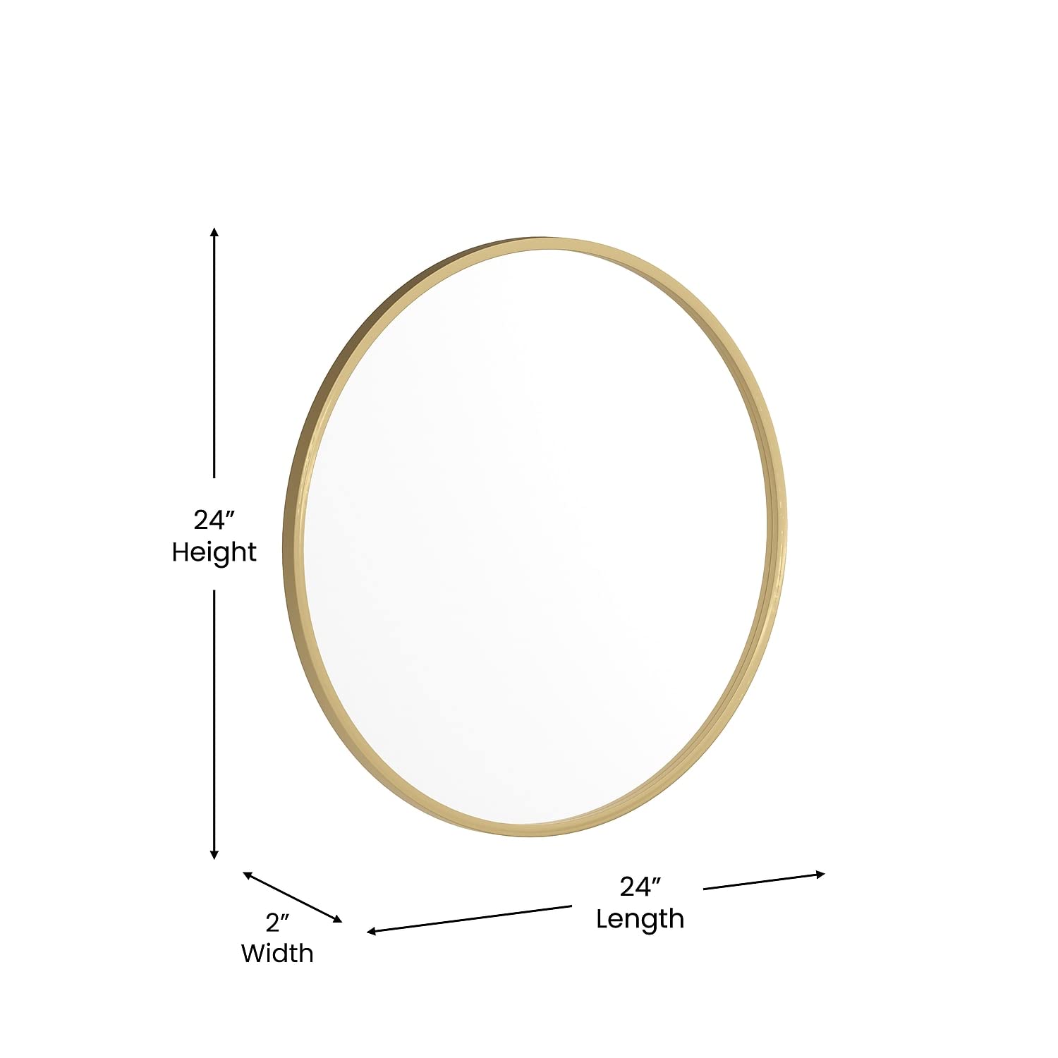 Flash Furniture Julianne Large Round Wall Mirror - Gold Circle Accent Mirror - 24' Vanity Mirror - For Bathroom, Vanity, Entryway, Dining Room, & Living Room