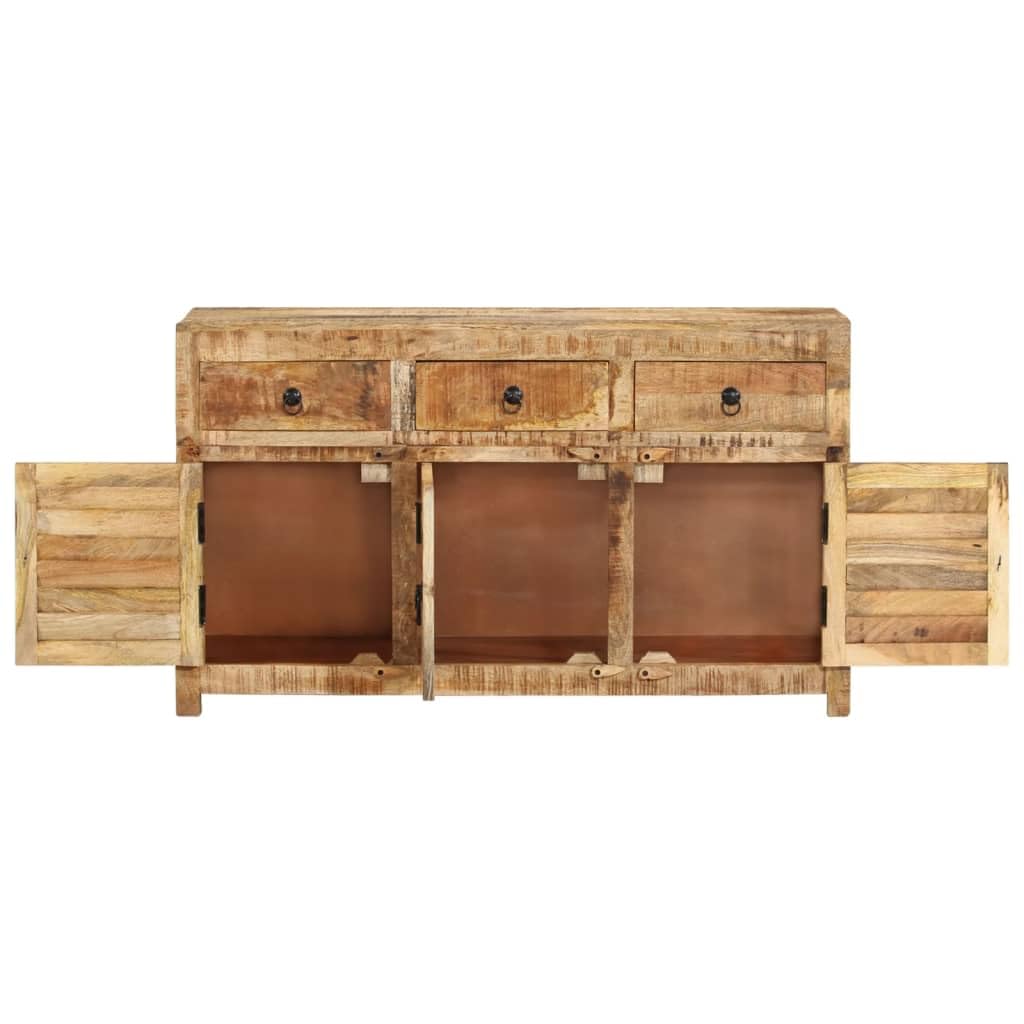 vidaXL Handcrafted Sideboard in Solid Mango Wood, Storage Cabinet with 3 Drawers and 3 Doors, 43.3&quot;x11.8&quot;x25.6&quot; for Rustic Home Decor - Brown