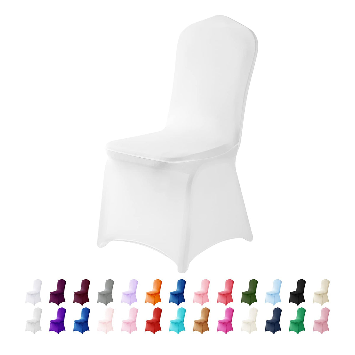 Spandex Chair Cover,50Pcs ,Chair Covers,Living Room Chair Covers,Removable Chair Cover Washable Protector Stretch Chair Cover For Party, Banquet,Wedding Event,Hotel(White)