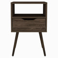 Emma Nightstand with Drawer and Open Shelf, Dark Walnut