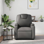 vidaXL Massage Recliner Chair for Living Room, Adjustable Recliner with 6-Point Vibration Massage, Home Theater Seating with Padded Seat Backrest & Side Pocket, Gray Leather