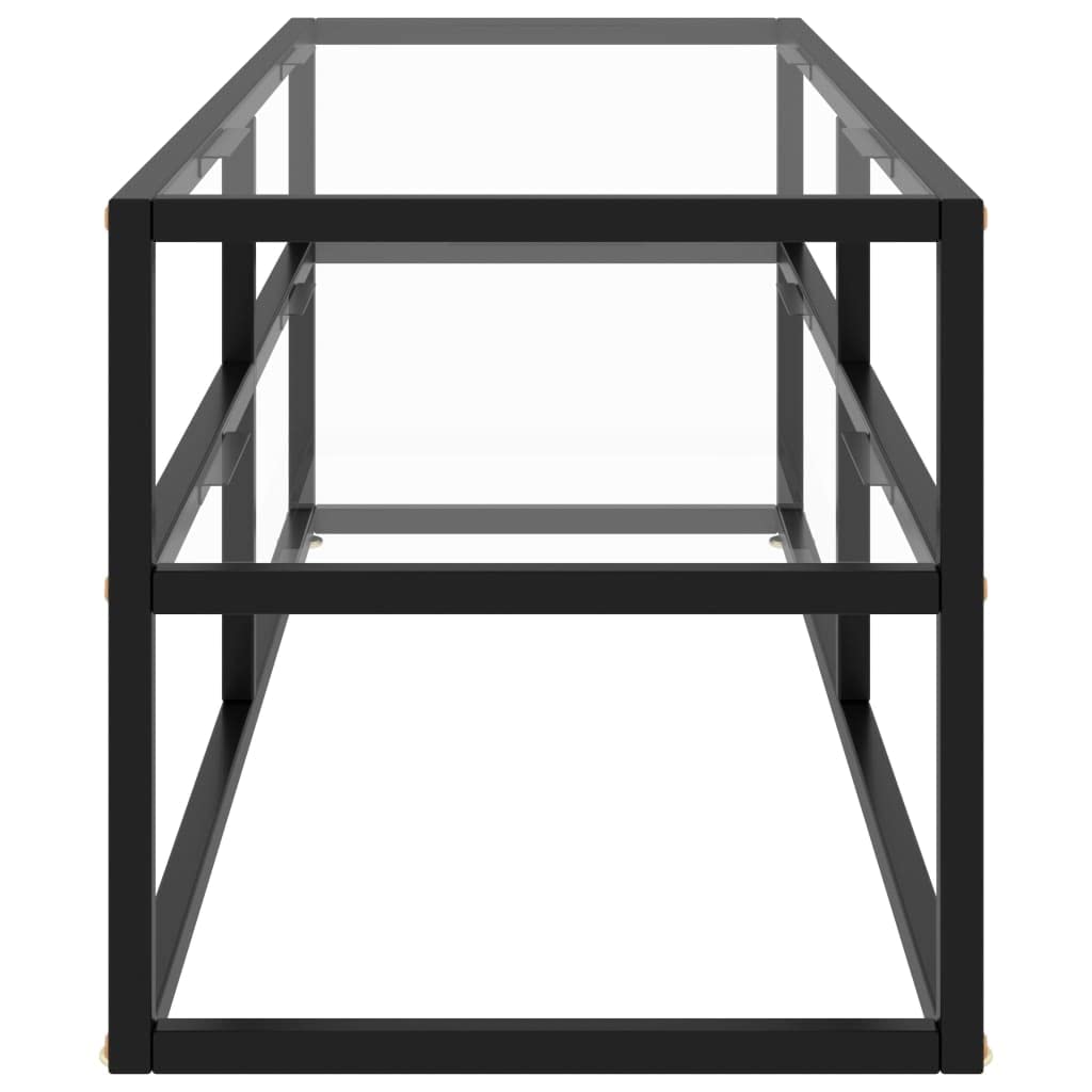 vidaXL Modern TV Stand with Tempered Glass and Powder-Coated Steel Frame, Sleek Design, 47.2&quot;x15.7&quot;x15.7&quot;, Black and Transparent