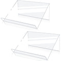 Kamehame Book Stands For Display, 2 Pack Slightly Elevated Clear Acrylic Book Display Stand With 1.5' Ledge, Book Easel Anti-Sl