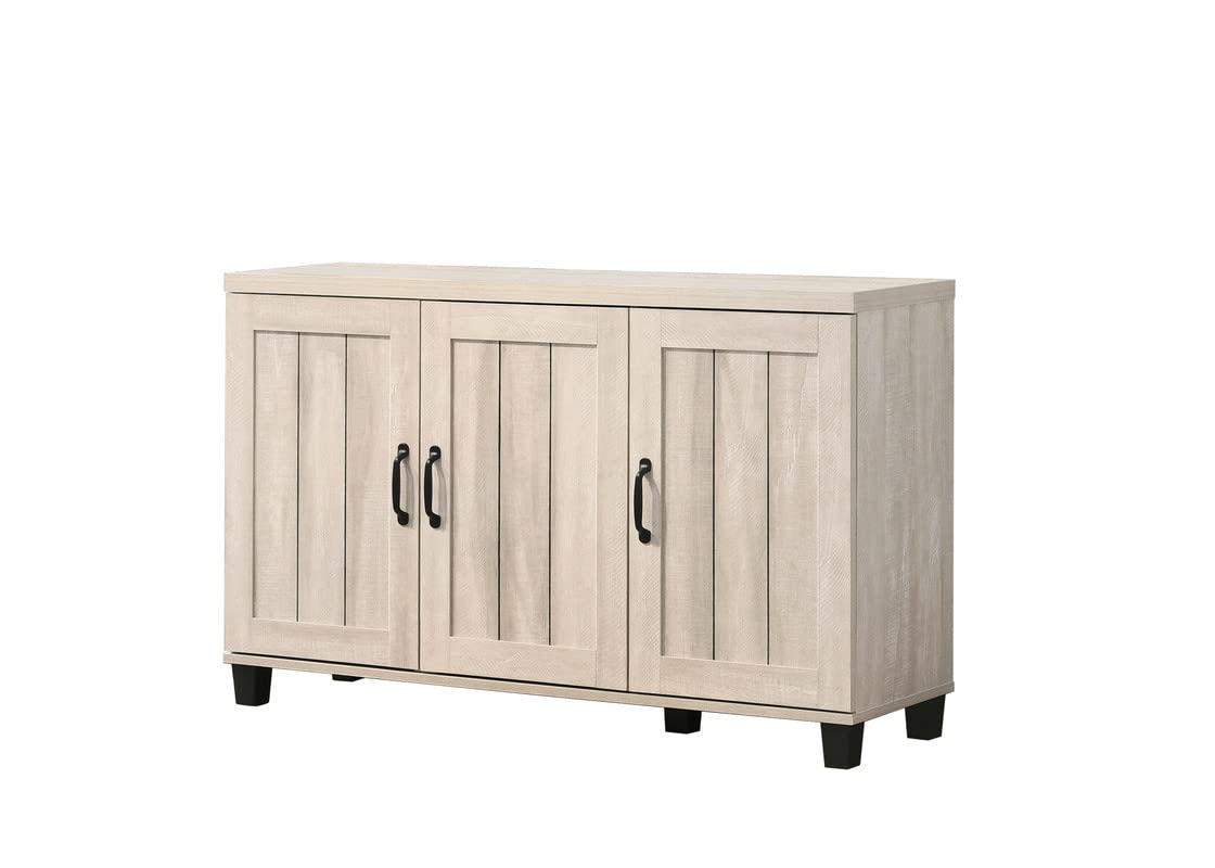 Lilola Home Corby Dusty Gray Oak Finish 3-Door Shoe Cabinet