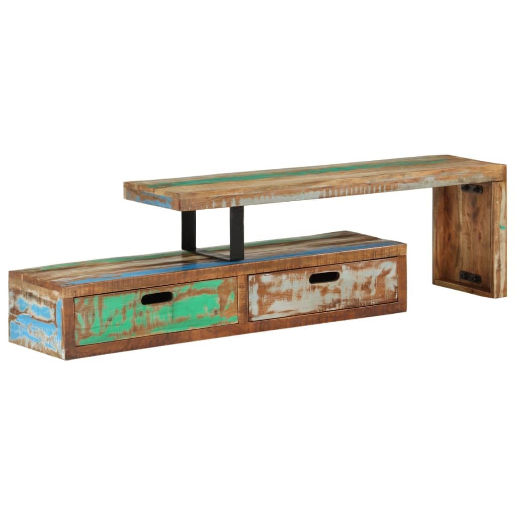 vidaXL TV Stand - Solid Reclaimed Wood/Retro Design/Spacious Storage/Brown / 44.1&quot; x 11.8&quot; x 15.7&quot;