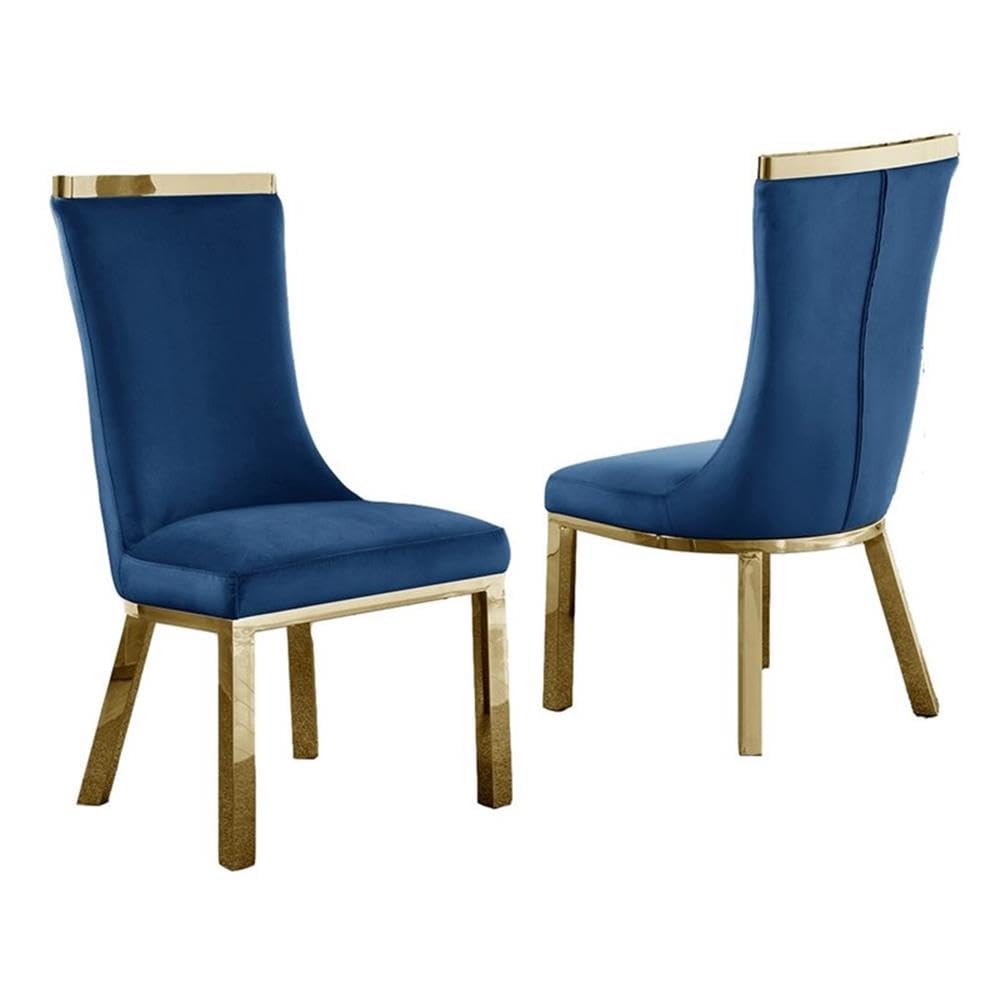 Best Quality Furniture Sc270-277 Dining Chairs, Navy Blue/Gold