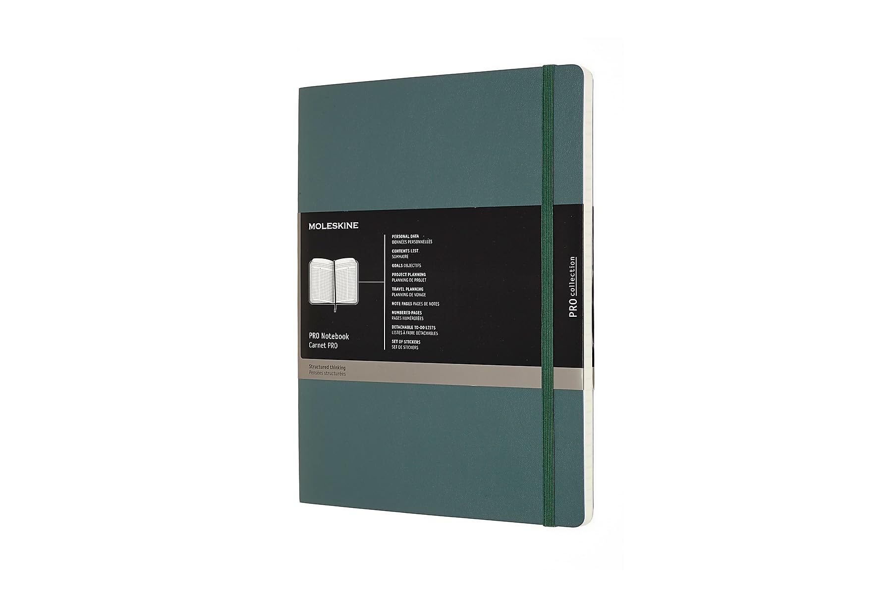 Moleskine Pro Notebook, Soft Cover, Xl (7.5' X 9.5') Professional Project Planning, Forest Green, 192 Pages