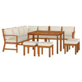 vidaXL Solid Acacia Wood - 11 Piece Patio Dining Set with Cushions, Modular and Comfortable Seating Experience with Easy Assembly, Ideal for Garden, Patio and Terrace.