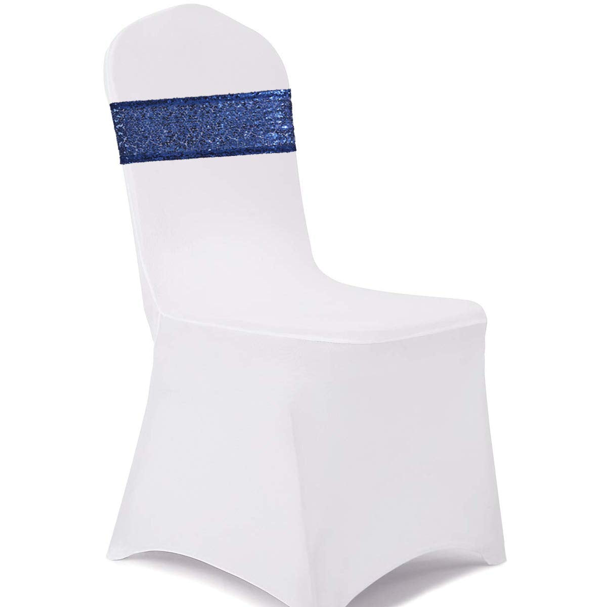 Eternal Beauty Set Of 20 Sequin Chair Sashes Navy Blue Chair Sashes For Wedding Hotel Party Banquet Chairs Decorations