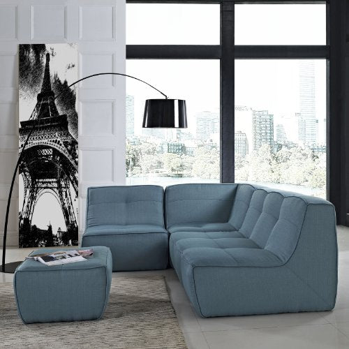 Modway Align 4-Piece Upholstered Sectional Sofa, Sea