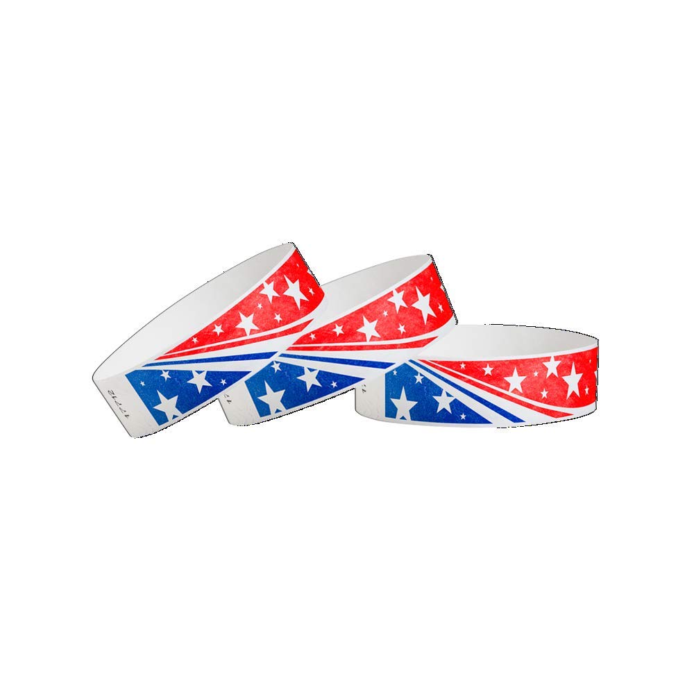 Wristco Star Stream Usa Tyvek Wristbands For Events - 500 Count     X 10    - Waterproof Recyclable Comfortable Tear Resistant P