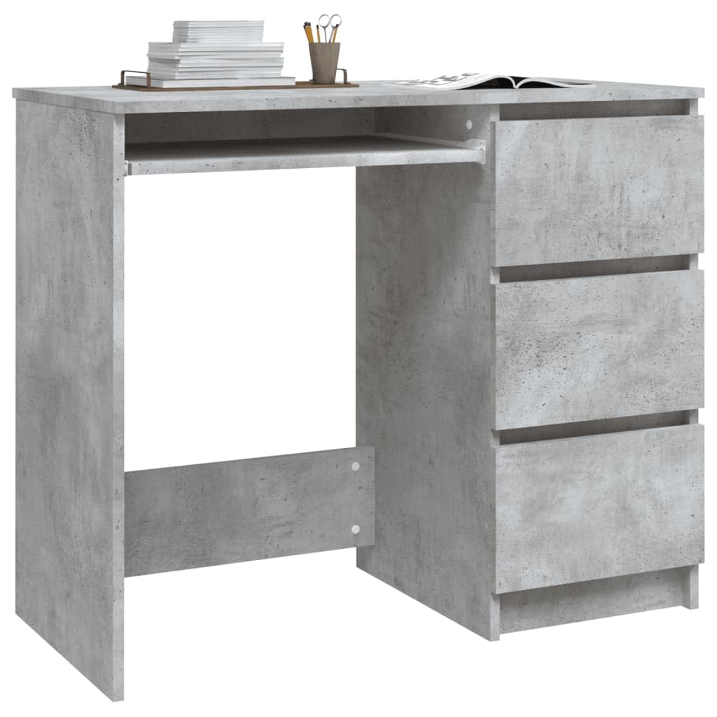 vidaXL Engineered Wood Desk - Compact Design with Storage Drawers, Easy to Assemble, Concrete Gray, Scandinavian Style, Suitable for Any Room - 35.4&quot;x17.7&quot;x29.9&quot;