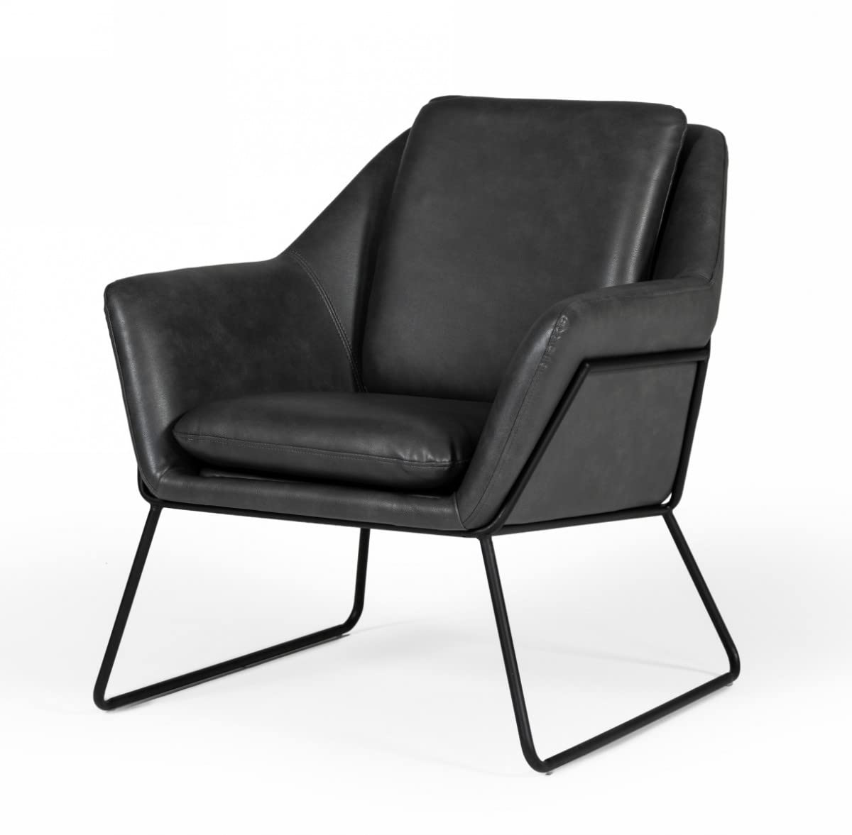 HomeRoots Industrial Grey Faux Leather and Black Accent Chair