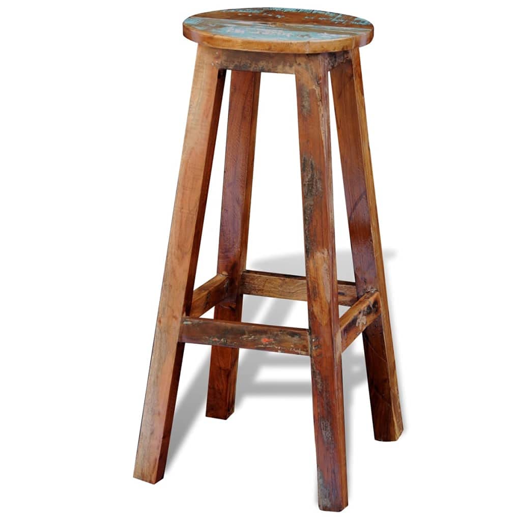 vidaXL Handmade Solid Reclaimed Wood Bar Stool - Timeless Antique Style Furniture with Optimum Seating Comfort, Sustainable Development