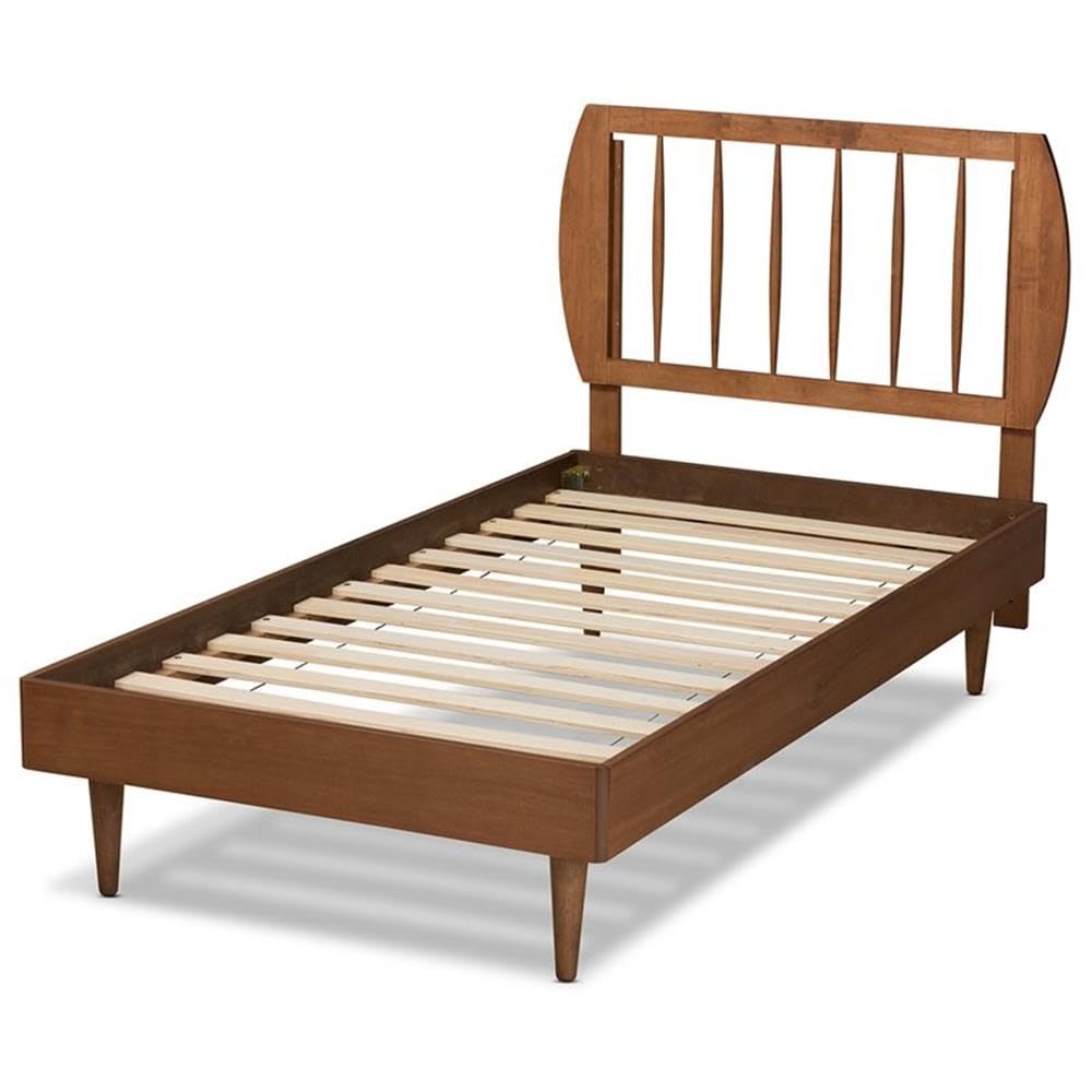 Baxton Studio Chiyo Mid-Century Modern Transitional Walnut Brown Finished Wood Twin Size Platform Bed