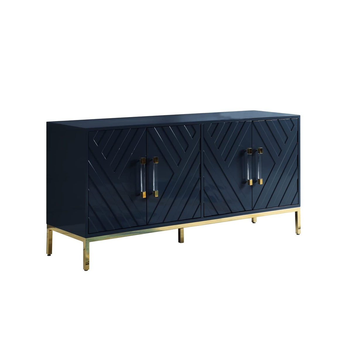 Best Master Furniture Tamari High Gloss Lacquer Sideboard/Buffet, Navy Blue