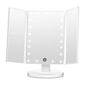 FASCINATE Trifold Vanity Mirror with Lights, Lighted Makeup Mirror 2X/3X Magnification, 21 LED Touch Dimming, Dual Power 180 Rot
