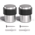 Sanato Nickel Cylindrical Floor Mounted Stainless Steel 304 Door Stop Door Stopper With Black Rubber, 2 Pack