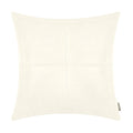Brawarm Cream Leather Throw Pillow 22 X 22 Inches, Faux Leather Pillow Cover With Piping, Hand Stitched Leather Decorative Throw