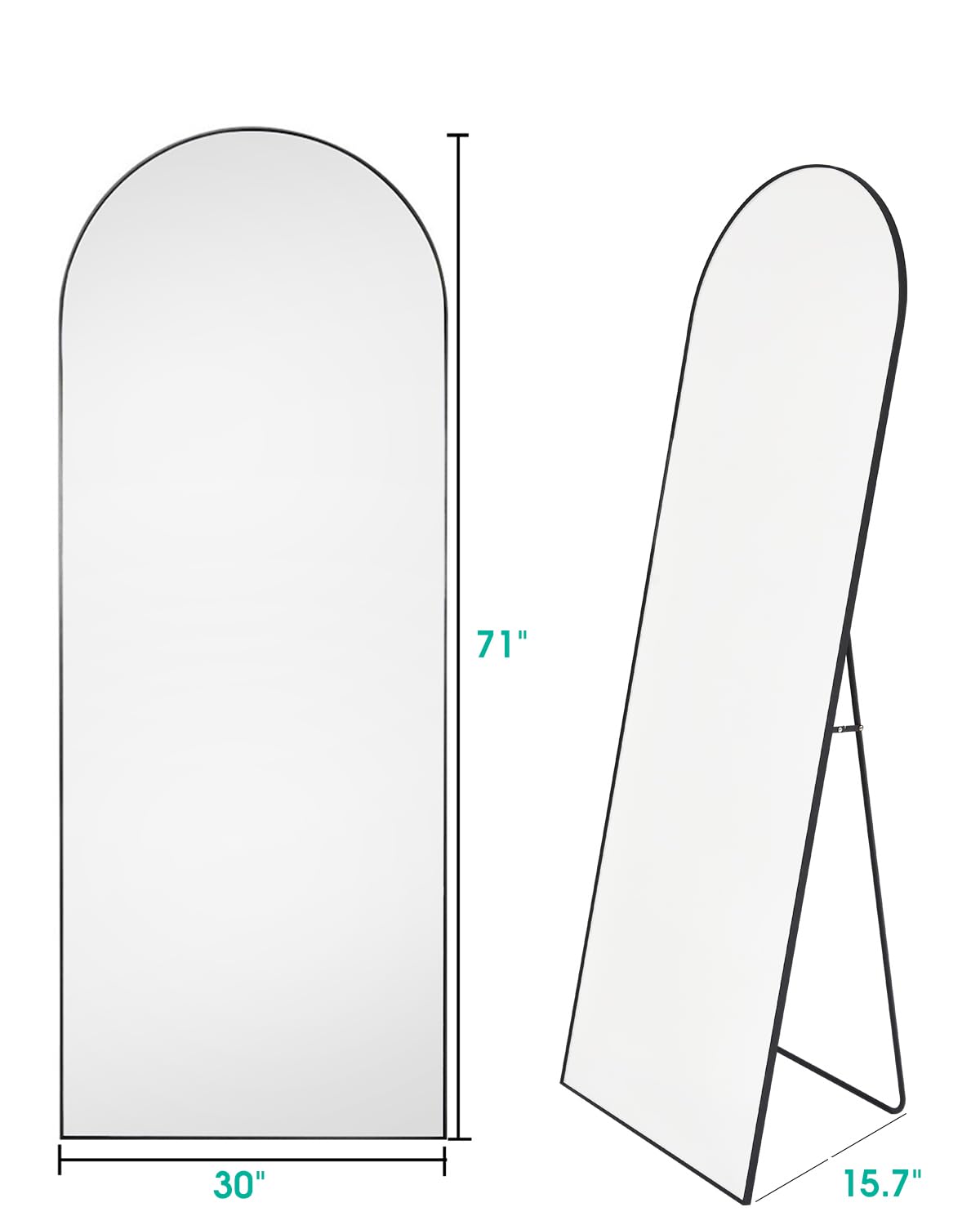 Beverdy Full Length Mirror, Arched Floor Mirror, 30'' X 71'' Oversized Full Length Mirror, Freestanding, Full Body Mirror, Arch
